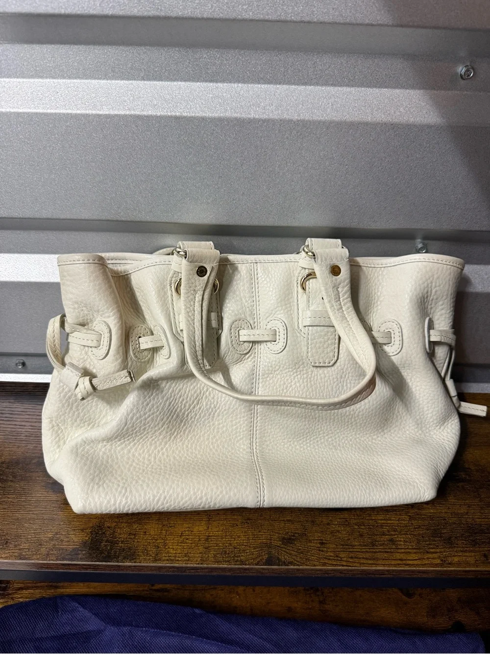 Dooney & Bourke CHIARA Hand Bag Purse White Pebble Grain Leather and Pink Great